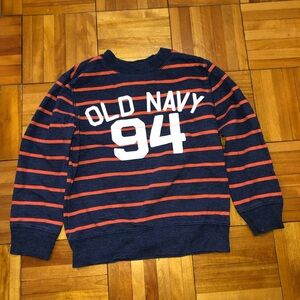 Old Navy Blue and Orange Sweatshirt with Sporty Graphic